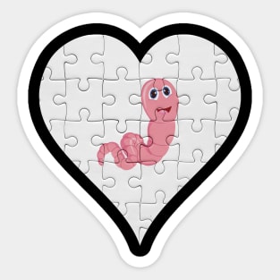 Jigsaw  Worm Heart Design - Insects Worm Sticker